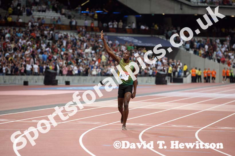 Usain Bolt, 100 metres,  2013 IAAF Diamond League, Sainsbury's Anniversary Games, Queen Elizabeth Olympic Park, London.